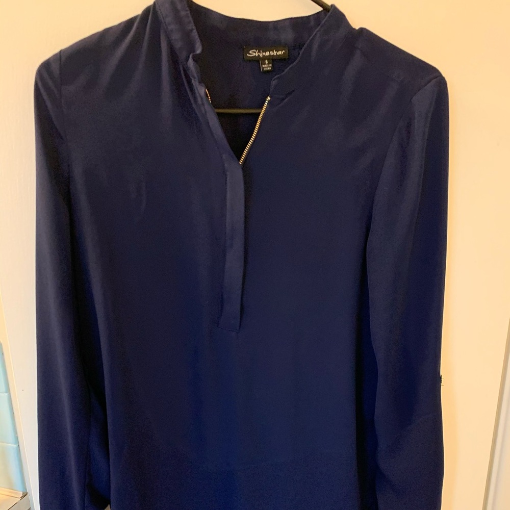 Sheer navy blue blouse